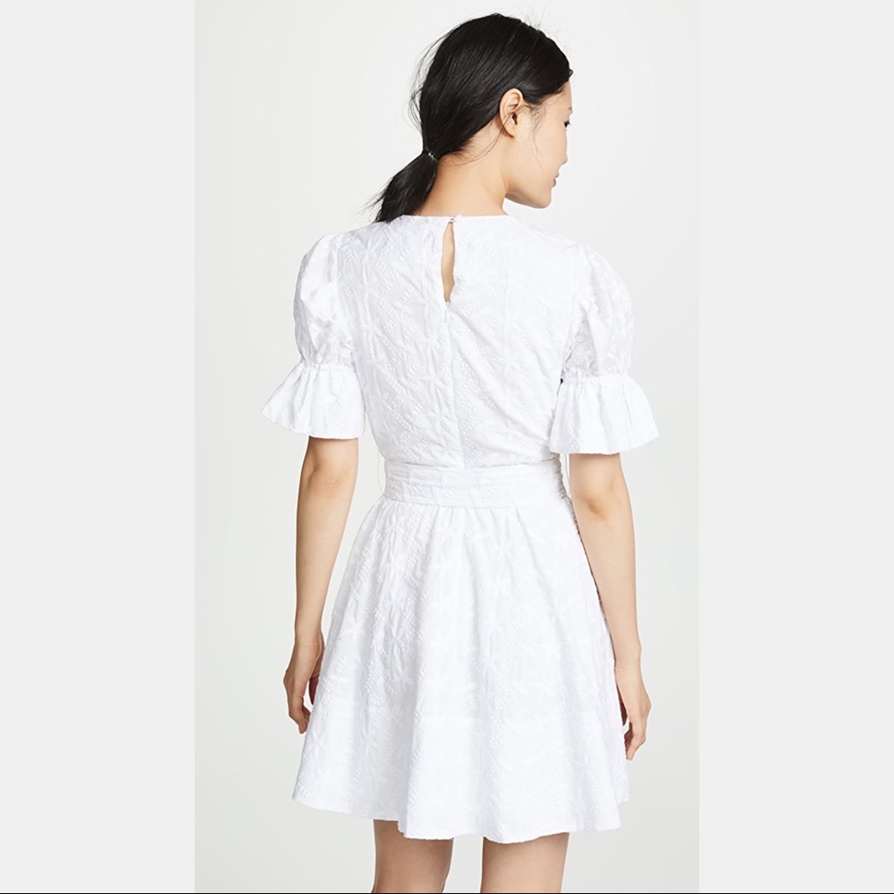 NWT Saloni White All-over Embroidered Ciara Dress - Picture 7 of 16